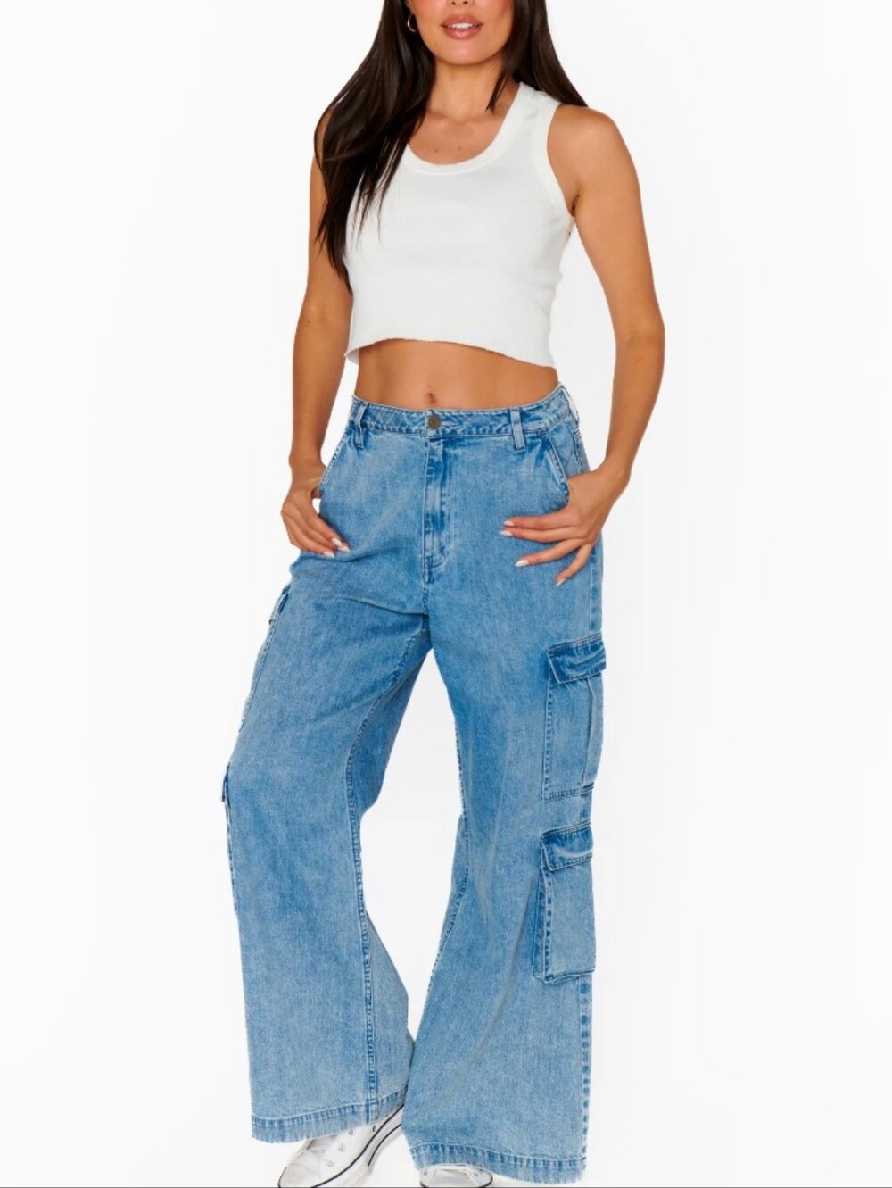 Show Me Your Mumu Cargo Jeans In Mountain Mist